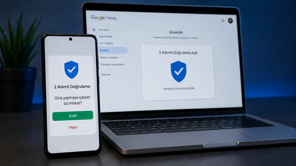 Google iki adımlı doğrulama ve giriş bildirimi